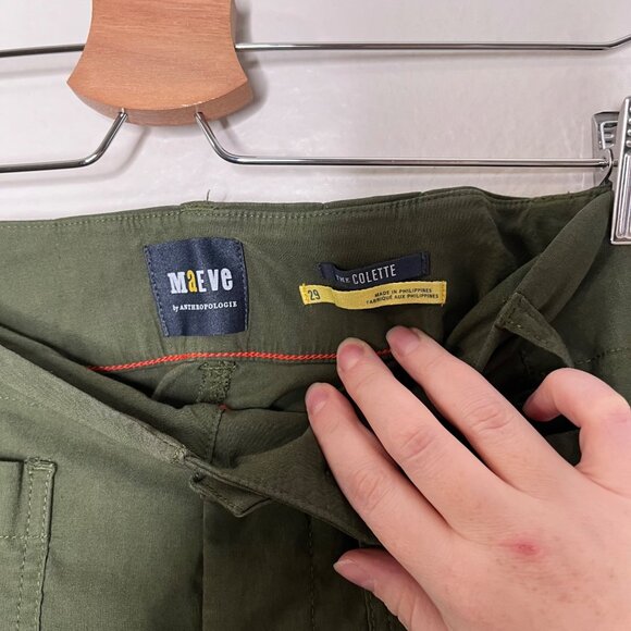 Maeve Anthropologie The Colette Wide Leg Crop Linen Blend Pants Size 29 green - Picture 4 of 10